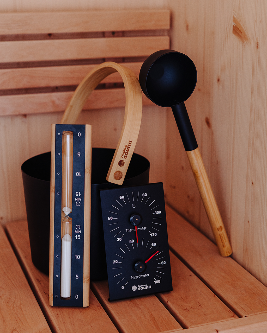 Komplett bastuuppsättning svart aluminium