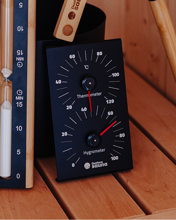 Hygrometer och termometer svart aluminium