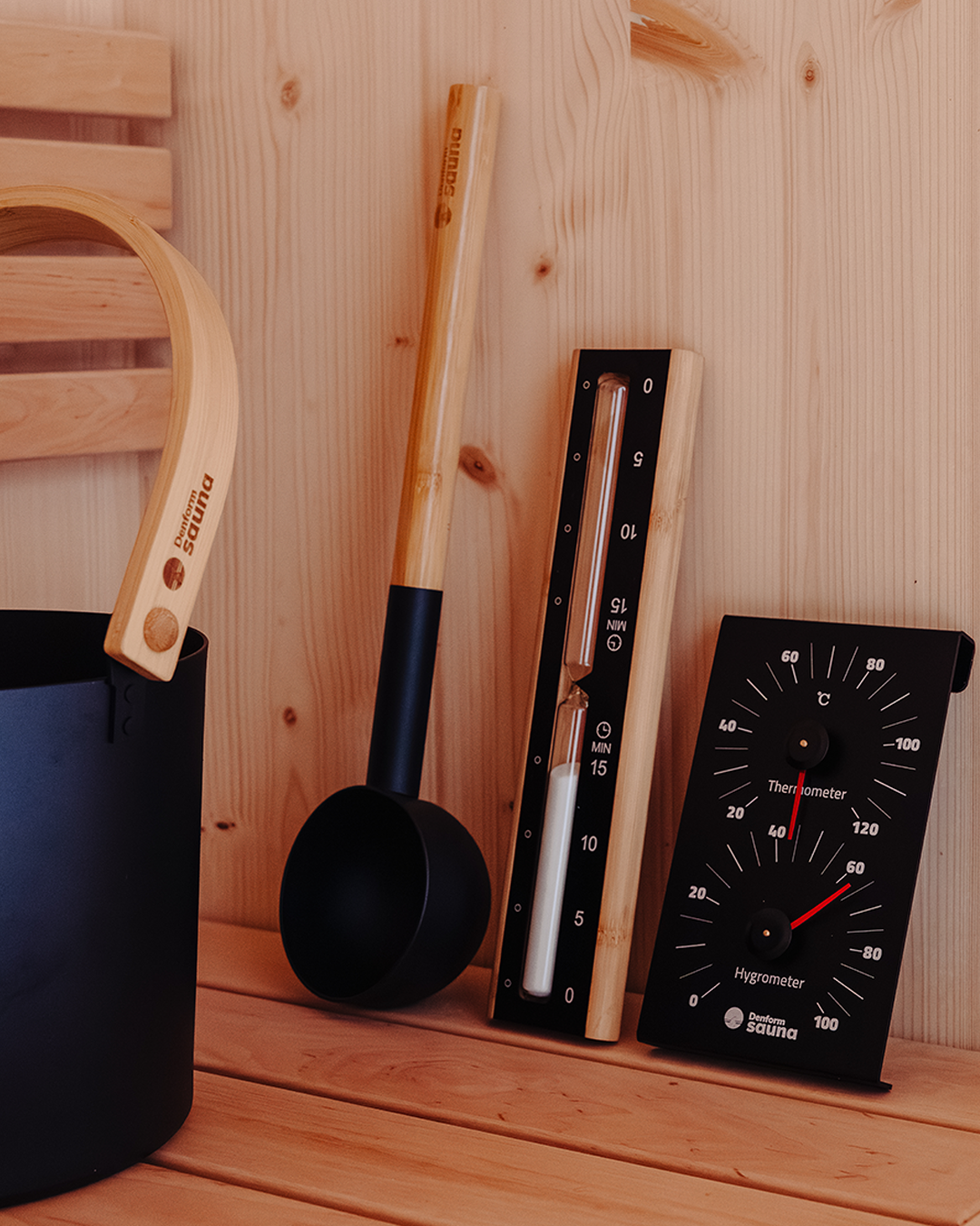 Komplett bastuuppsättning svart aluminium